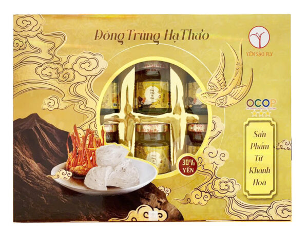 Yến sào Fly Đông trùng Hạ thảo hộp (6 lọ)